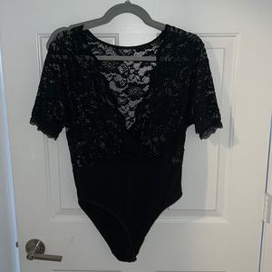 Black lace body suit